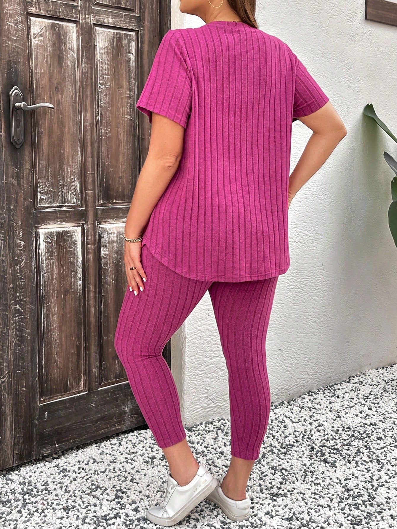 Conjunto feminino canelado Vannesa. Plus Size