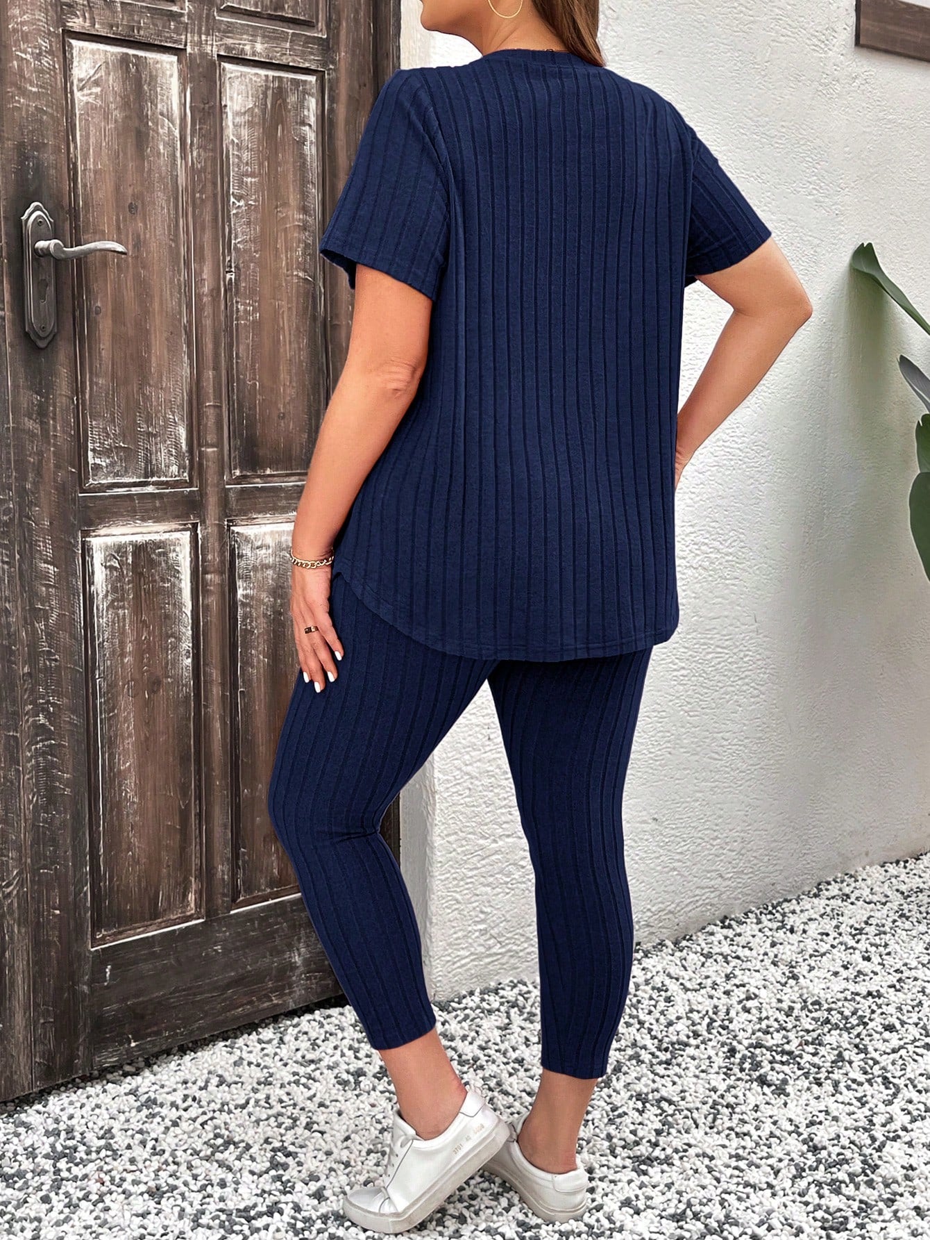 Conjunto feminino canelado Vannesa. Plus Size