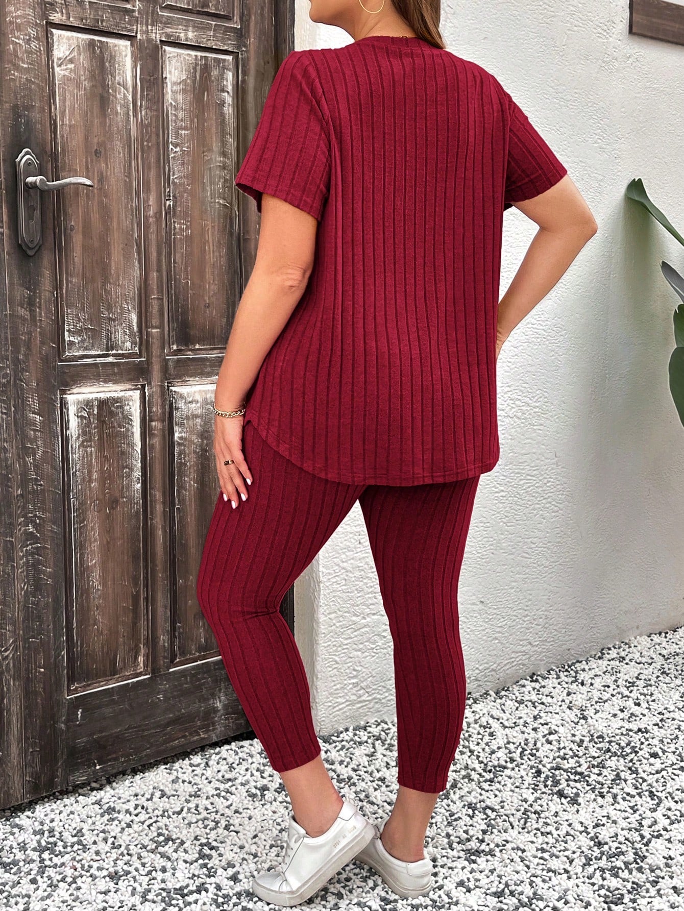 Conjunto feminino canelado Vannesa. Plus Size