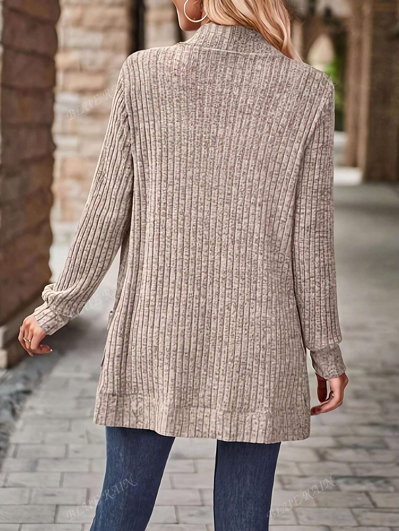 Cardigan de Malha de Manga Longa e Cor Sólida, Plus Size, Para o Inverno