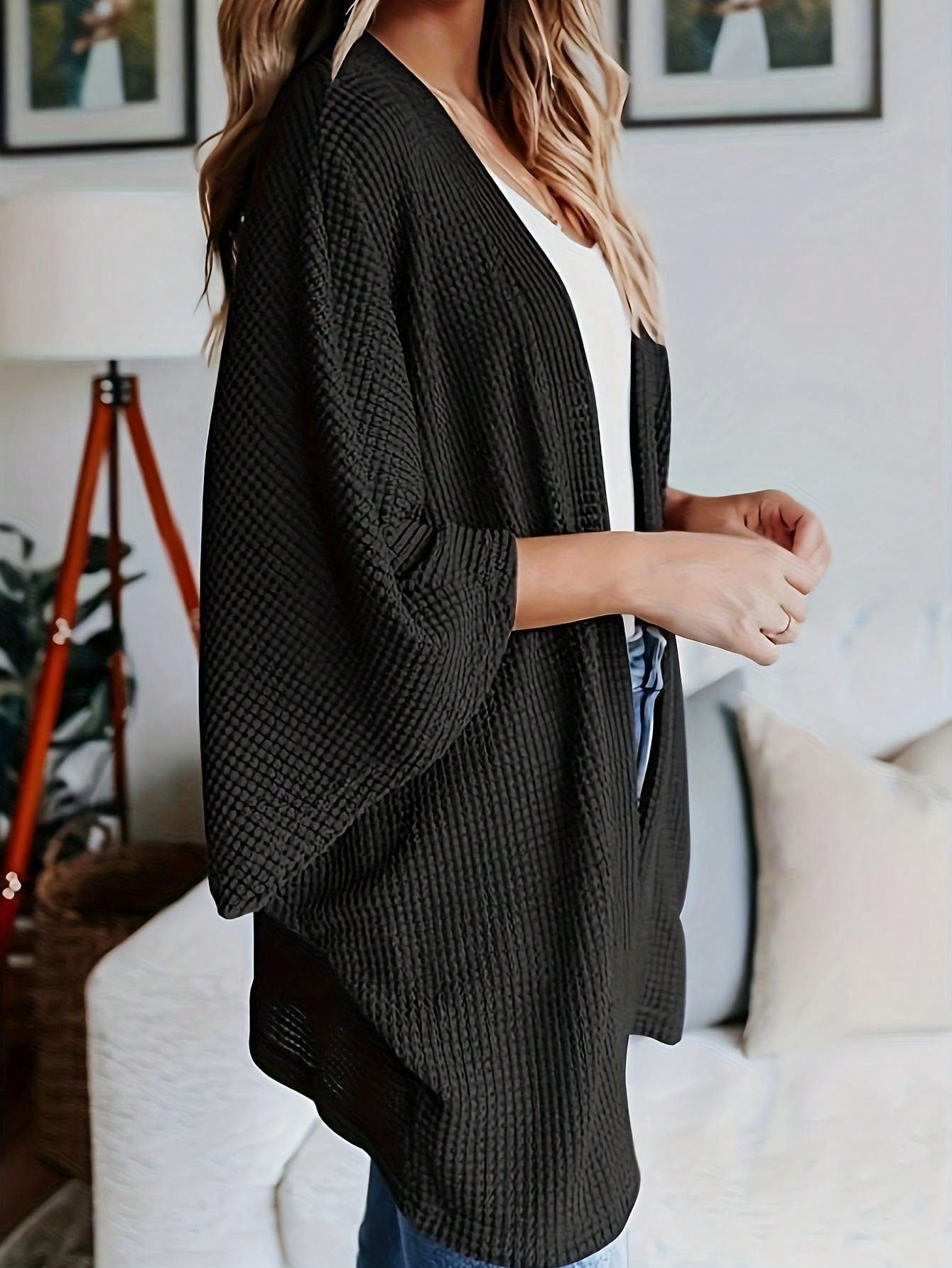 Cardigan Feminina Folgada com Mangas Morcego - Amelia. Plus Size
