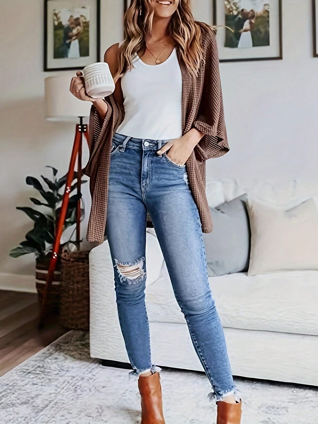 Cardigan Feminina Folgada com Mangas Morcego - Amelia. Plus Size