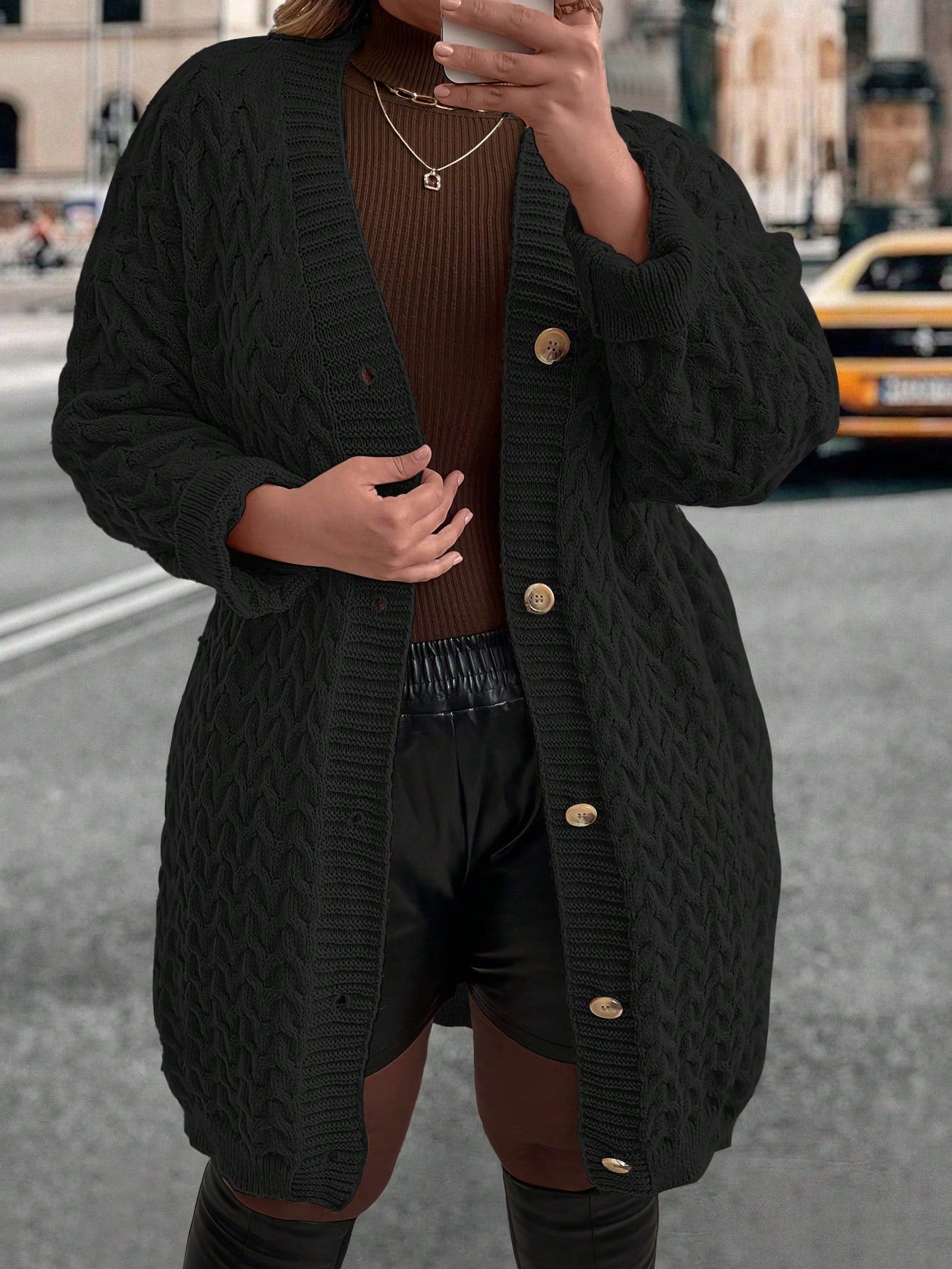 Casaco Feminino Manga bishop, Ombro caído Donatella. Plus Size