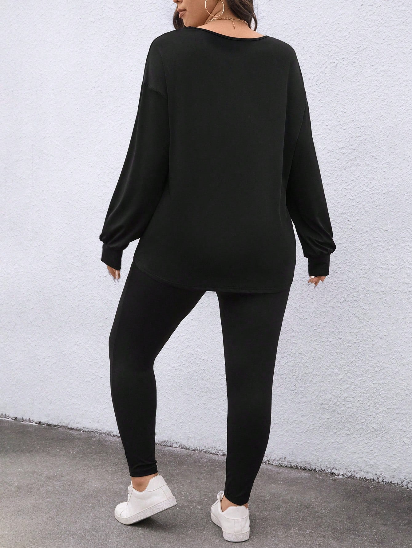 Conjunto Feminino Camiseta Listrada e Legging - Mirna Plus Size