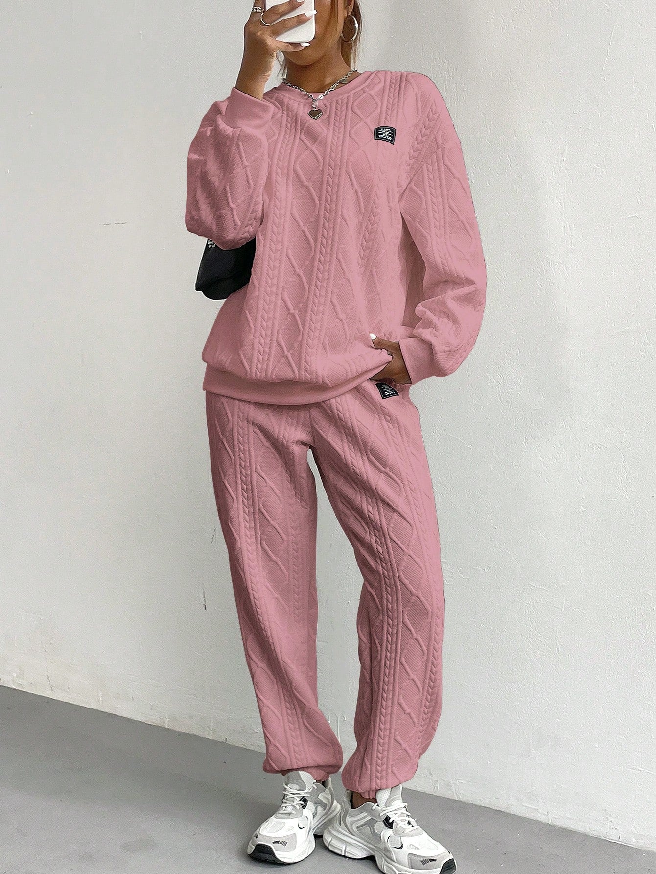 Conjunto feminino de moletom texturizado Arelis