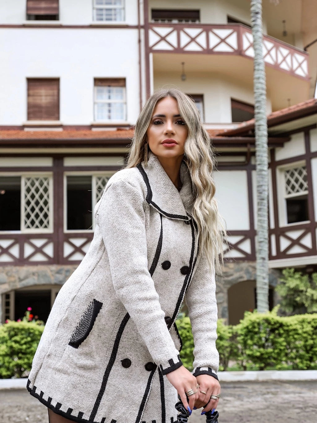 Sobretudo Feminino Manga Longa com botões - Nadine