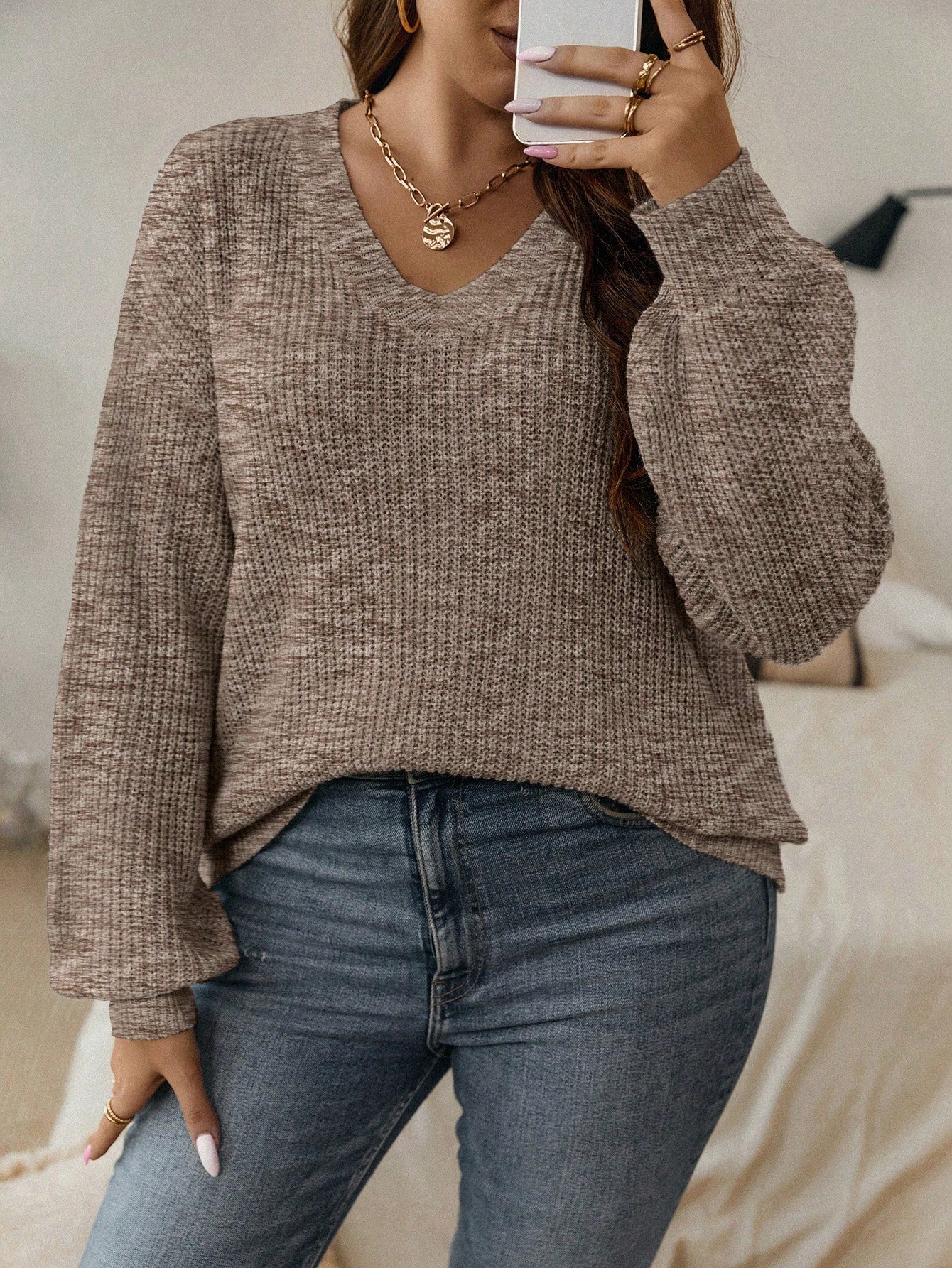 Suéter Feminino de Tricô Canelado - Lina. Plus Size
