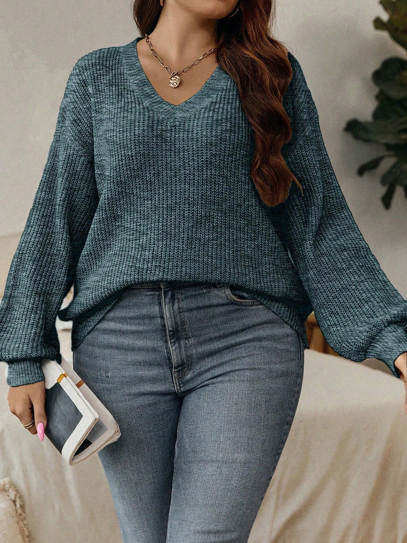 Suéter Feminino de Tricô Canelado - Lina. Plus Size