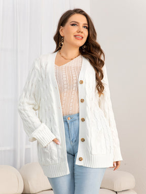 Cardigan feminino com botões frontais Emmy. Plus Size