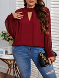 Blusa Feminina manga longa e detalhe no pescoso Nakary. Plus Size