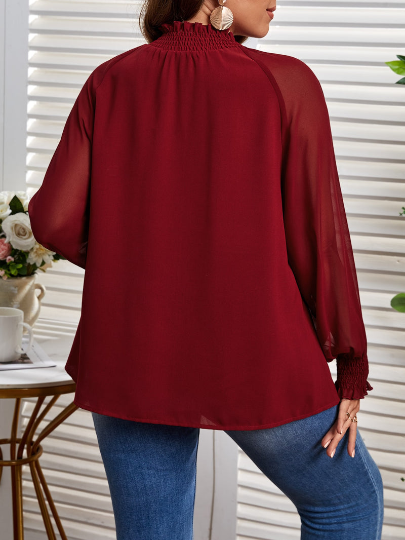 Blusa Feminina manga longa e detalhe no pescoso Nakary. Plus Size