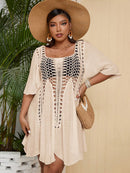 Saída de Praia Feminina com Detalhe em Crochê e Corte Fluido - Isabela. Plus Size