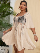 Saída de Praia Feminina com Detalhe em Crochê e Corte Fluido - Isabela. Plus Size