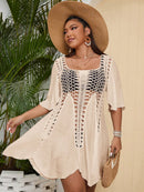 Saída de Praia Feminina com Detalhe em Crochê e Corte Fluido - Isabela. Plus Size