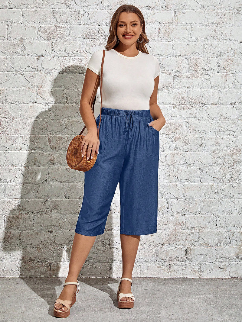 Calça Capri Feminina com Bolsos e Detalhe de Botões - Larissa. Plus Size