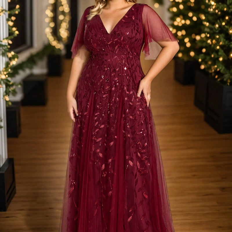 Vestido Feminino Malha Contraste, Lantejoula Contraste. Elegante Angelina. Plus Size