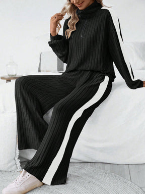 Conjunto feminino canelado com zíper frontal Grecia