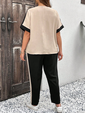 Conjunto feminino manga curta e calça Lorena. Plus Size