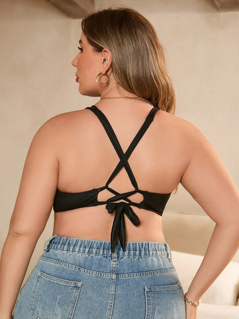 Monte Seu Biquini Top de Biquíni Feminino Com Decote Em V Trançado - Leylene. Plus Size