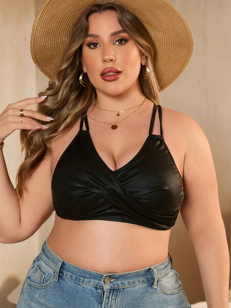 Monte Seu Biquini Top de Biquíni Feminino Com Decote Em V Trançado - Leylene. Plus Size