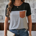 Blusa Feminina Listrada Com Bolso Frontal Daria