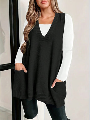 Colete gola V com bolso frontal Danielly. Plus Size 