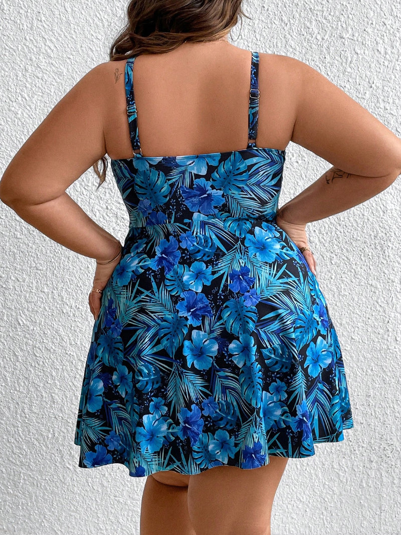 Maiô Feminino com Estampa Floral e Amarração Frontal - Gloria. Plus Size