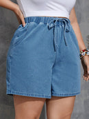 Bermuda feminina de jeans com elástico Pietra. Plus Size