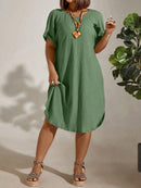 Vestido Feminino com Textura Leve e Manga Morcego - Eleonora. Plus Size