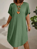 Vestido Feminino com Textura Leve e Manga Morcego - Eleonora. Plus Size