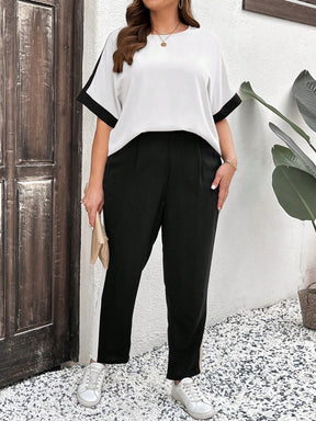 Conjunto feminino manga curta e calça Lorena. Plus Size