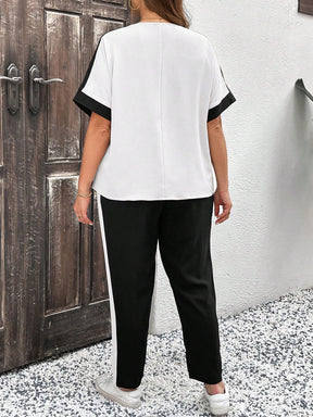Conjunto feminino manga curta e calça Lorena. Plus Size