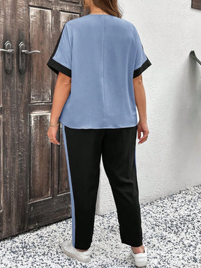 Conjunto feminino manga curta e calça Lorena. Plus Size