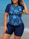 Conjunto de praia feminino de camiseta e short Alondra. Plus Size