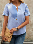 Blusa Feminina com Listras Elegantes e Decote em V - Bianca