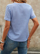 Blusa Feminina com Listras Elegantes e Decote em V - Bianca