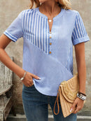 Blusa Feminina com Listras Elegantes e Decote em V - Bianca