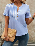 Blusa Feminina com Listras Elegantes e Decote em V - Bianca