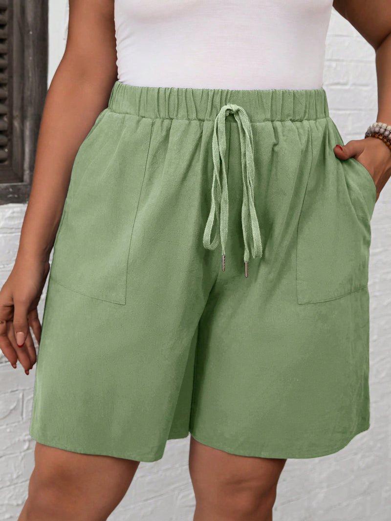 Short Simple Feminino Cintura Elástica Andreia.  Plus Size