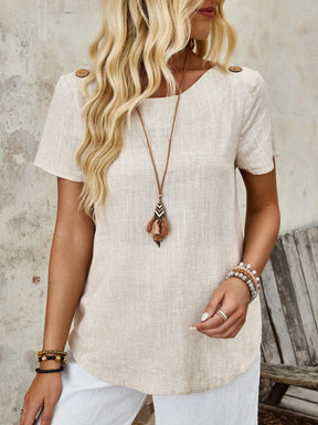 Blusa Feminina de Linho com Detalhe em Botões - Mily
