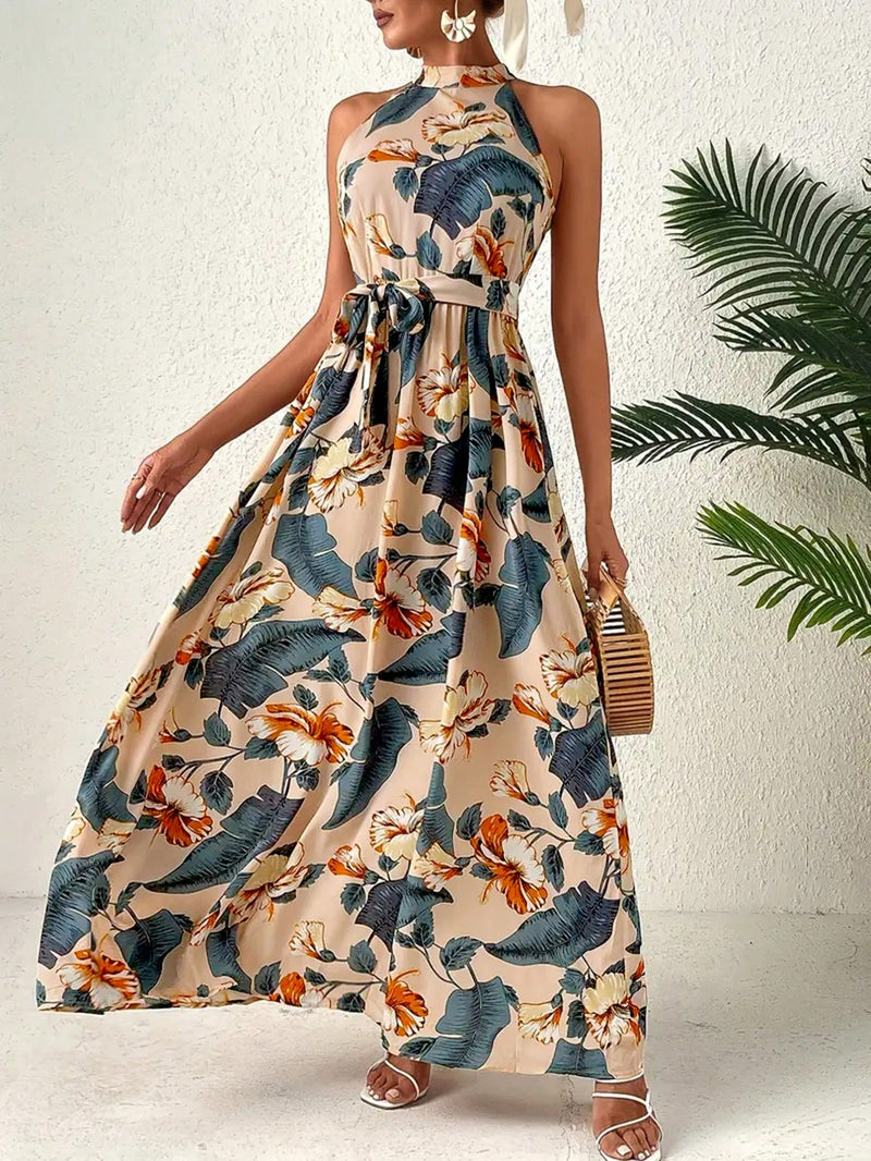 Vestido Feminino Longo E Laço Na Cintura Kaliane