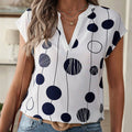 Blusa gola V com estampa retalhos