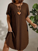 Vestido Feminino com Textura Leve e Manga Morcego - Eleonora. Plus Size