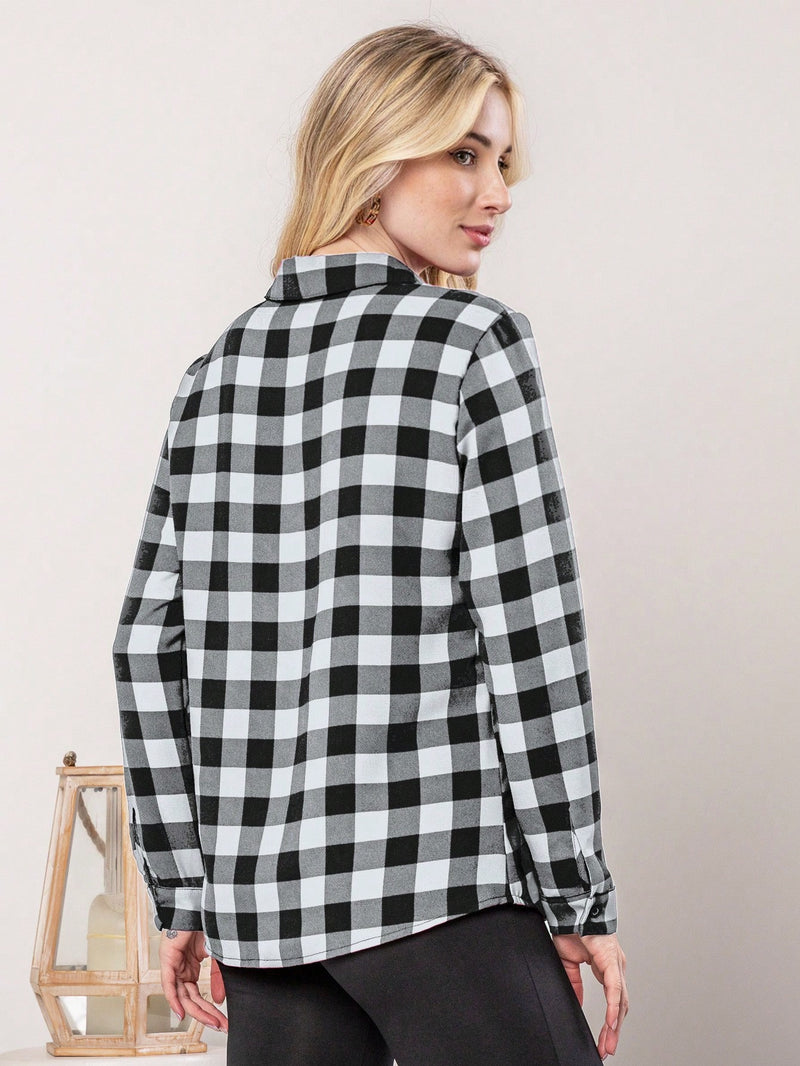 Blusa Feminina manga longa xadrez - Larissa. Plus Size