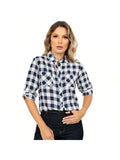 Blusa Feminina manga longa xadrez - Larissa. Plus Size