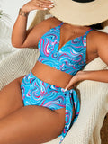 Biquini Feminino com Alça Ajustável, Cintura Alta, Cordão Lateral - Brisna. Plus Size