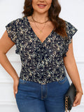 Blusa Feminina Floral com Decote V e Detalhe Charmoso - Adriana. Plus Size