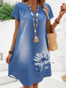 Vestido feminino de manga curta com estampa floral Nelly