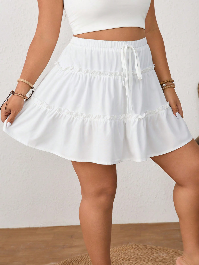 Saia Feminina em Duas Camadas com Shorts Interno - Paty. Plus Size