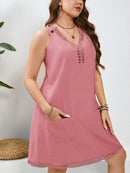 Vestido Feminino de Algodão com Bordado Vazado - Michele. Plus Size